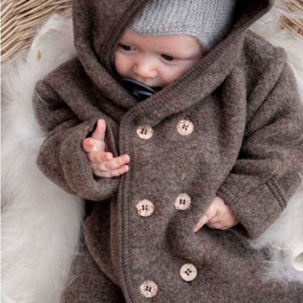 NWT Huttelihut Elf Baby Suit in Camel, Wool Fleece Onesie - Picture 4 of 8
